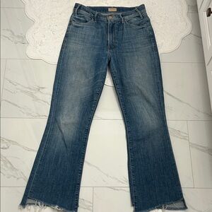 Mother straight leg, baggy jeans, dark lightest denim size 26